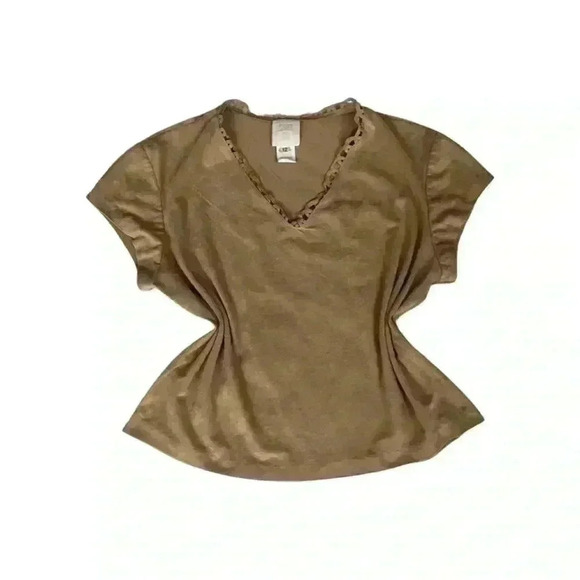 Anna Sui Faux Suede Top Womens Size 12 Boho 2000s Y2K Designer Western - Picture 2 of 8